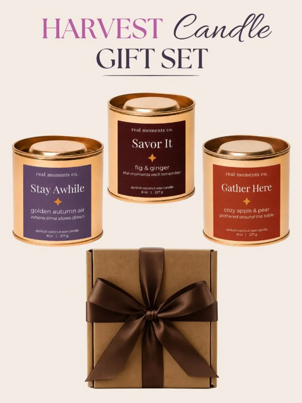Harvest Collection Candle Set, Luxury Fall Candles, Thanksgiving Hostess Gift